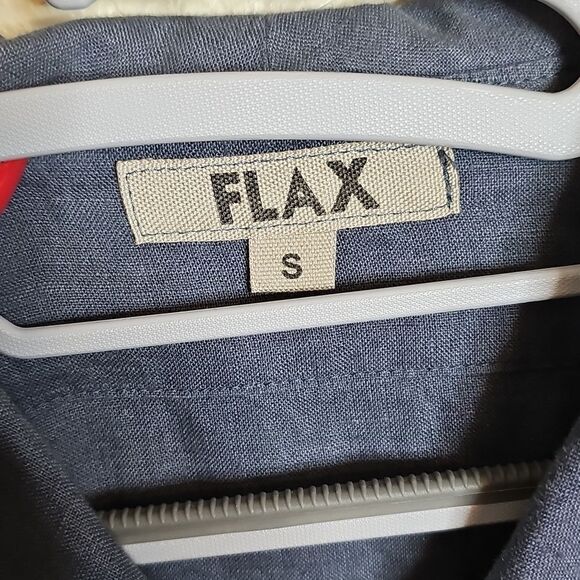 Flax Small Linen Blue Gray Button-Up Jacket With Pockets - Picture 2 of 7